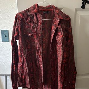 Cruel Girl Red Patterned Women's Button Down Shirt